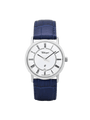 Case Rhodium Plated Stainless Steel Dial White Dial Black Roman Leather Blue
