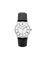Case Rhodium Plated Stainless Steel Dial White Dial Black Roman Leather Black