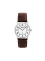 Case Rhodium Plated Stainless Steel Dial White Dial Black Arabic Leather Brown