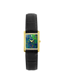 Case Gold Plated Stainless Steel Dial Opal Dial Diamond Leather Black