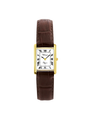 Case Gold Plated Stainless Steel Dial White Dial Black Roman Leather Brown
