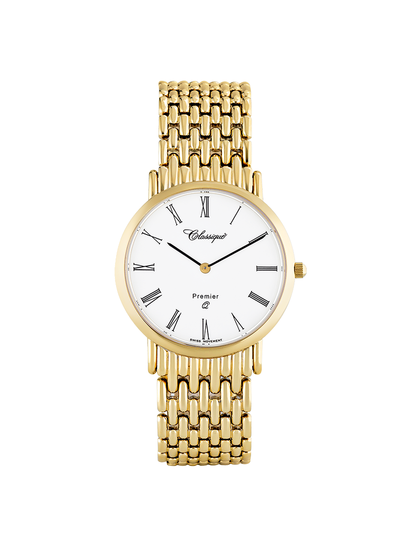 Case Gold Plated Stainless Steel Dial White Dial Black Roman Bracelet