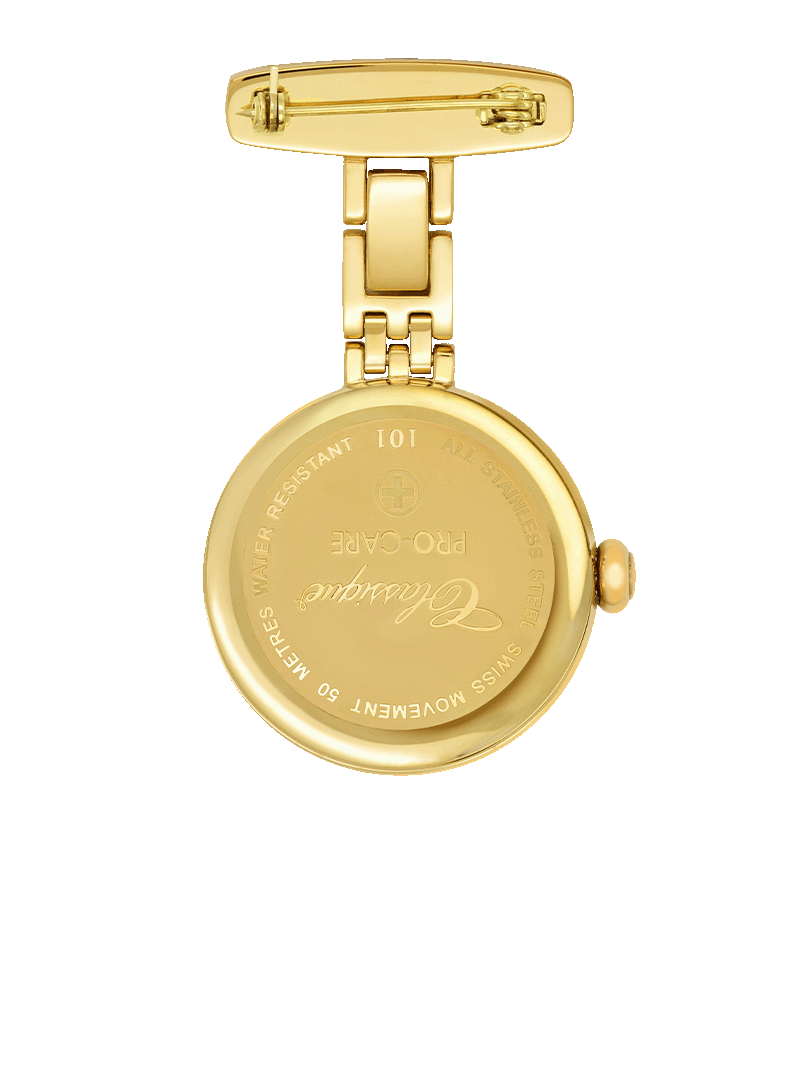 Case Gold Plated Stainless Steel Dial White Dial Arabic Black Lanyard And Retractable Real