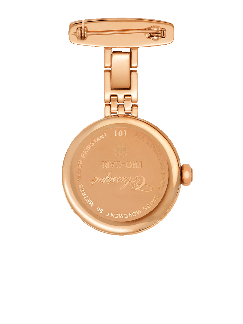 Case Rose Gold Plated Stainless Steel Dial White Dial Arabic Black Lanyard And Retractable Real