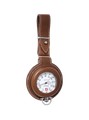 Case Rhodium Plated Stainless Steel Dial Brown Leather Pouch 