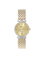 Case Two Tone Gold Plated Stainless Steel Dial Champagne Dial Square Stone Bracelet