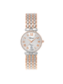 Case Two Tone Rose Gold Plated Stainless Steel Dial Silver Dial Rose Roman Bracelet