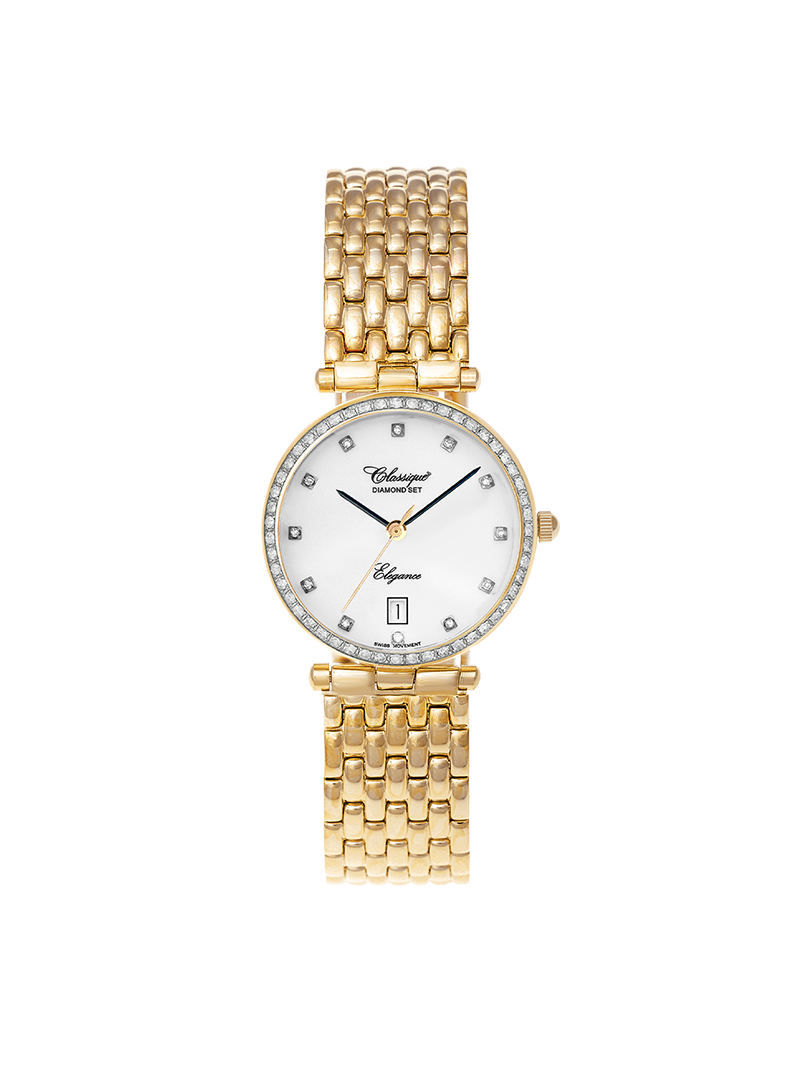 Case Gold Plated Stainless Steel Dial White Dial Diamond Bracelet