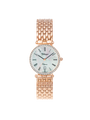 Case Rose Gold Plated Stainless Steel Dial Mother of Pearl Dial Black Roman Bracelet