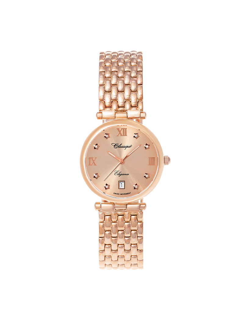 Case Rose Gold Plated Stainless Steel Dial Rose Dial Star Stone Bracelet