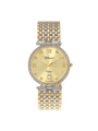 Case Two Tone Gold Plated Stainless Steel Dial Champagne Dial Square Stone Bracelet