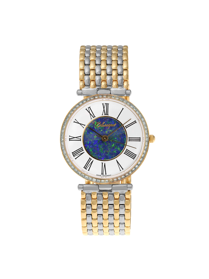 Case Two Tone Gold Plated Stainless Steel Dial Opal Dial Black Roman Bracelet