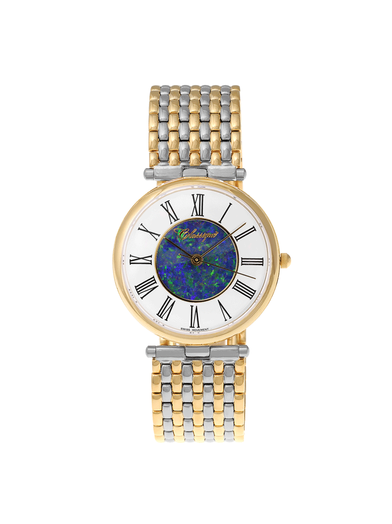 Case Two Tone Gold Plated Stainless Steel Dial Opal Dial Black Roman Bracelet