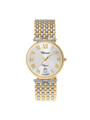 Case Two Tone Gold Plated Stainless Steel Dial Silver Dial Champagne Roman Bracelet