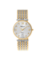 Case Two Tone Gold Plated Stainless Steel Dial Silver Dial Square Stone Bracelet