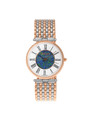 Case Two Tone Rose Gold Plated Stainless Steel Dial Opal Dial Black Roman Bracelet