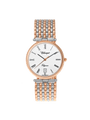 Case Two Tone Rose Gold Plated Stainless Steel Dial White Dial Black Roman Bracelet