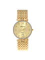 Case Gold Plated Stainless Steel Dial Champagne Dial Square Stone Bracelet