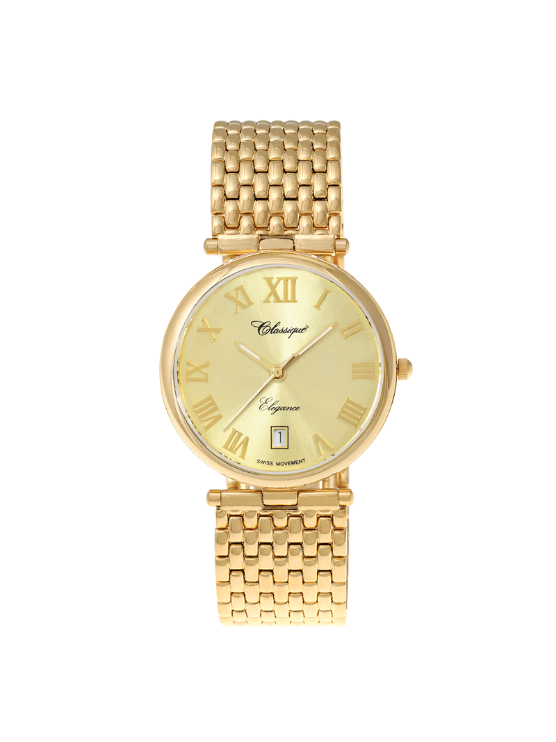 Case Gold Plated Stainless Steel Dial Champagne Dial Champagne Roman Bracelet