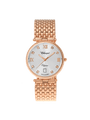 Case Rose Gold Plated Stainless Steel Dial Silver Dial Square Stone Bracelet