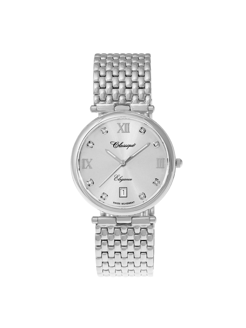 Case Stainless Steel Dial Silver Dial Square Stone Bracelet