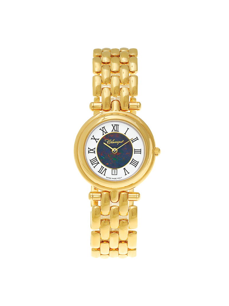 Case Gold Plated Stainless Steel Dial Opal Dial Black Roman Bracelet