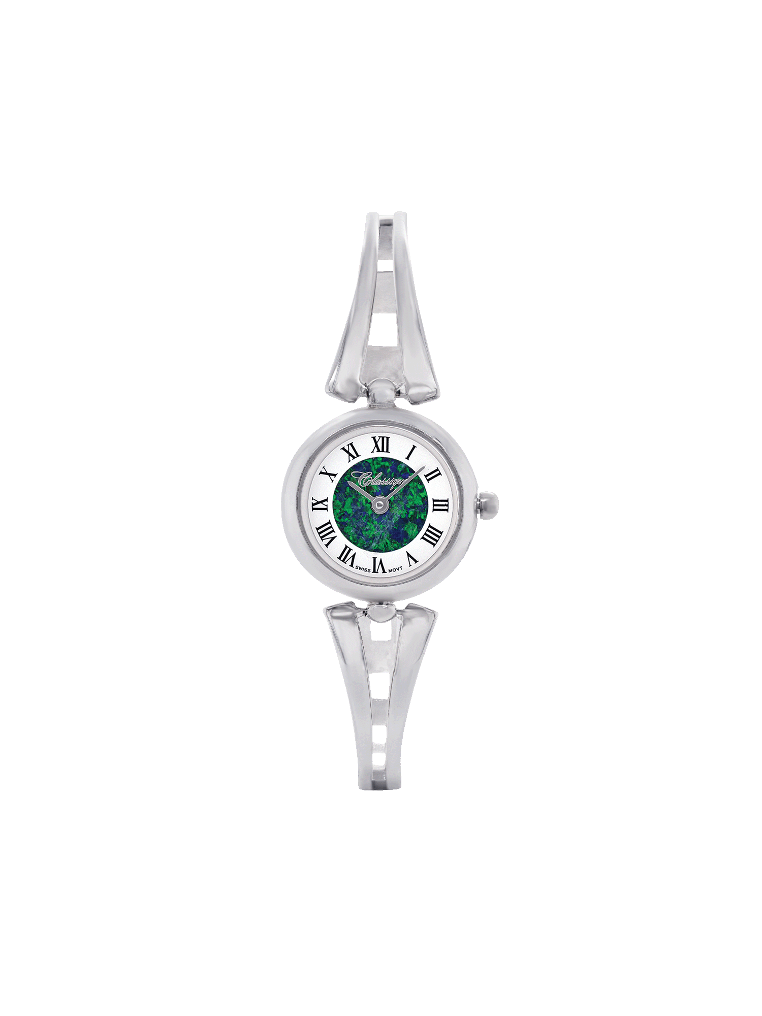 Case Stainless Steel Dial Opal Dial Black Roman Half Bangle