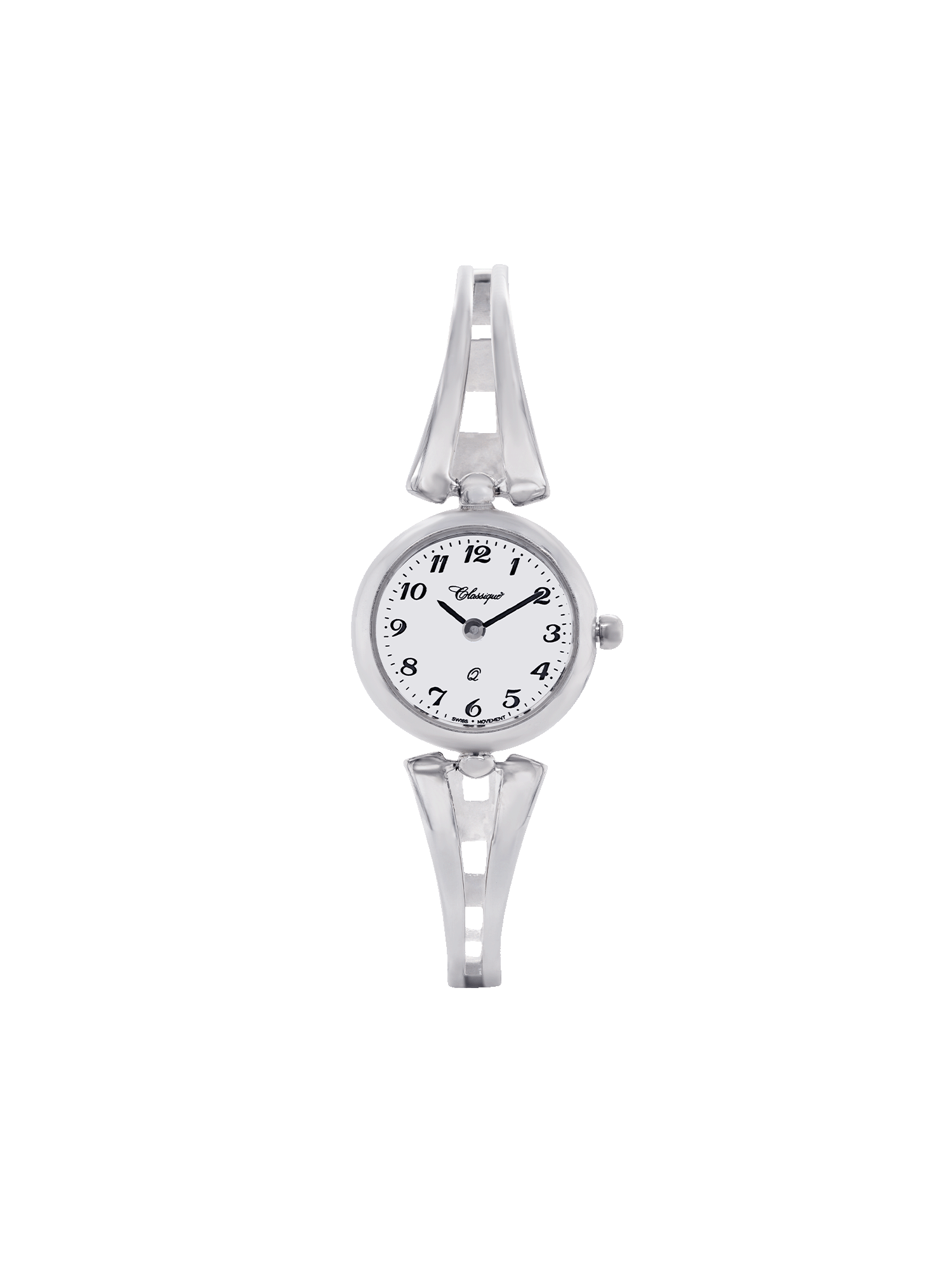 Case Stainless Steel Dial White Dial Black Arabic Half Bangle