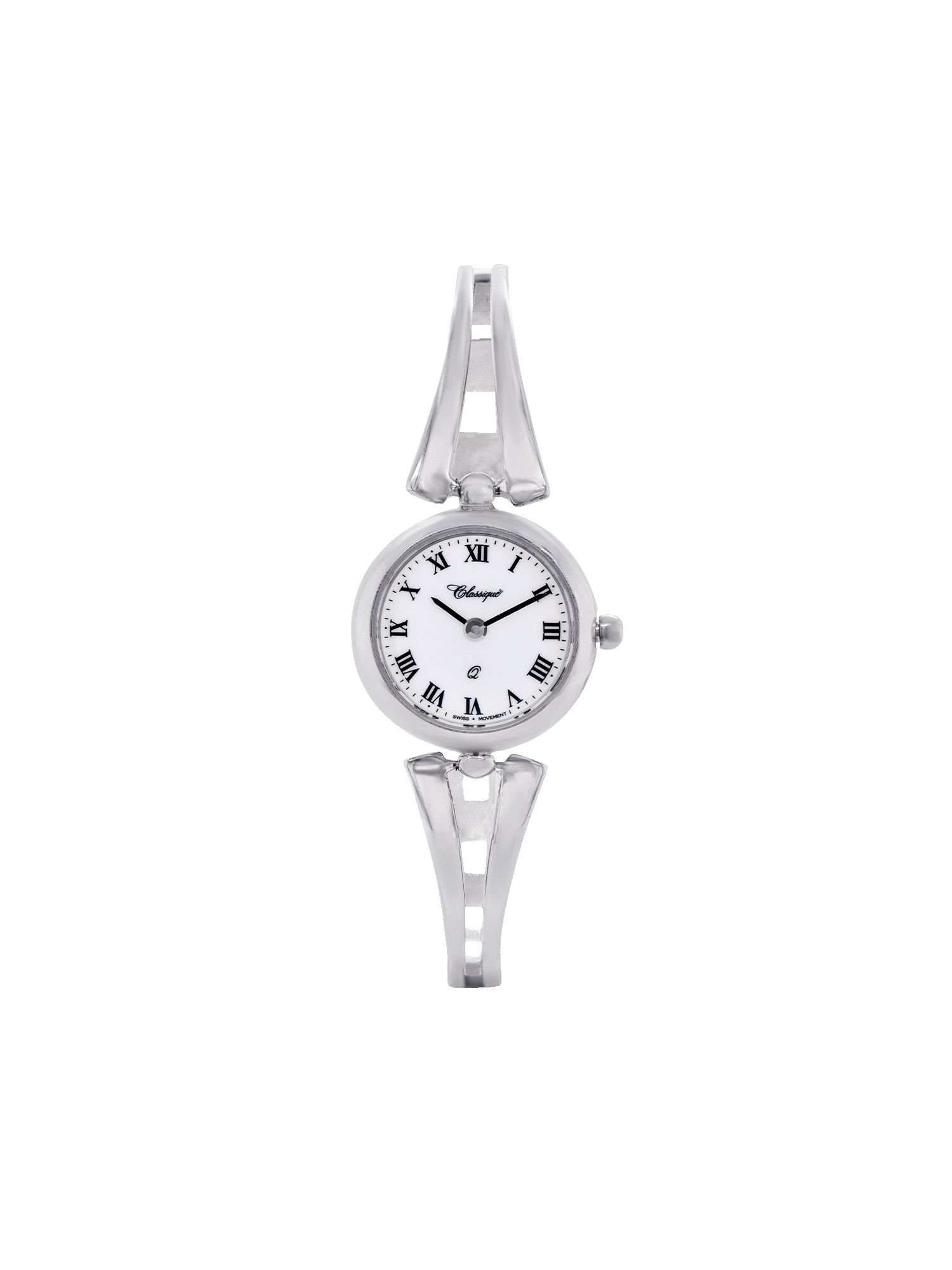 Case Stainless Steel Dial White Dial Black Roman Half Bangle
