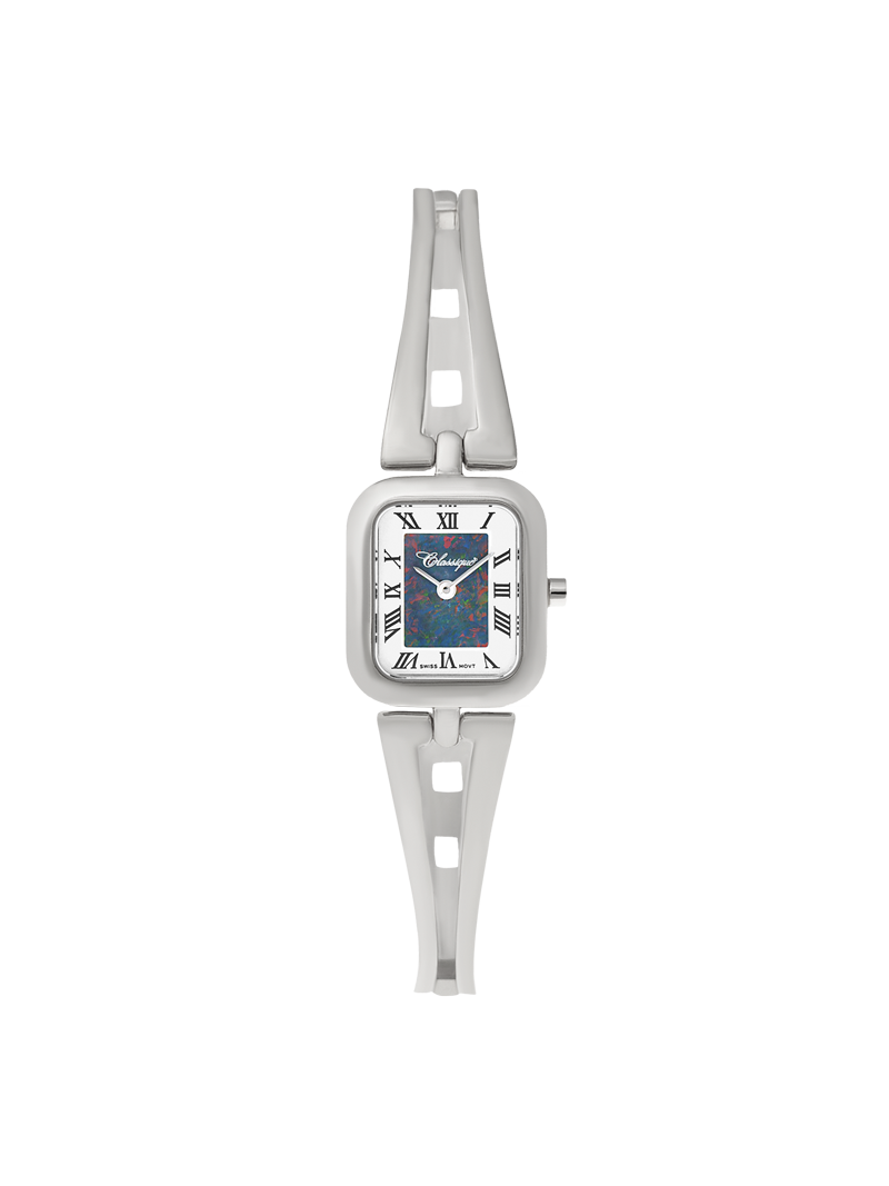 Case Stainless Steel Dial Opal Dial Black Roman Half Bangle
