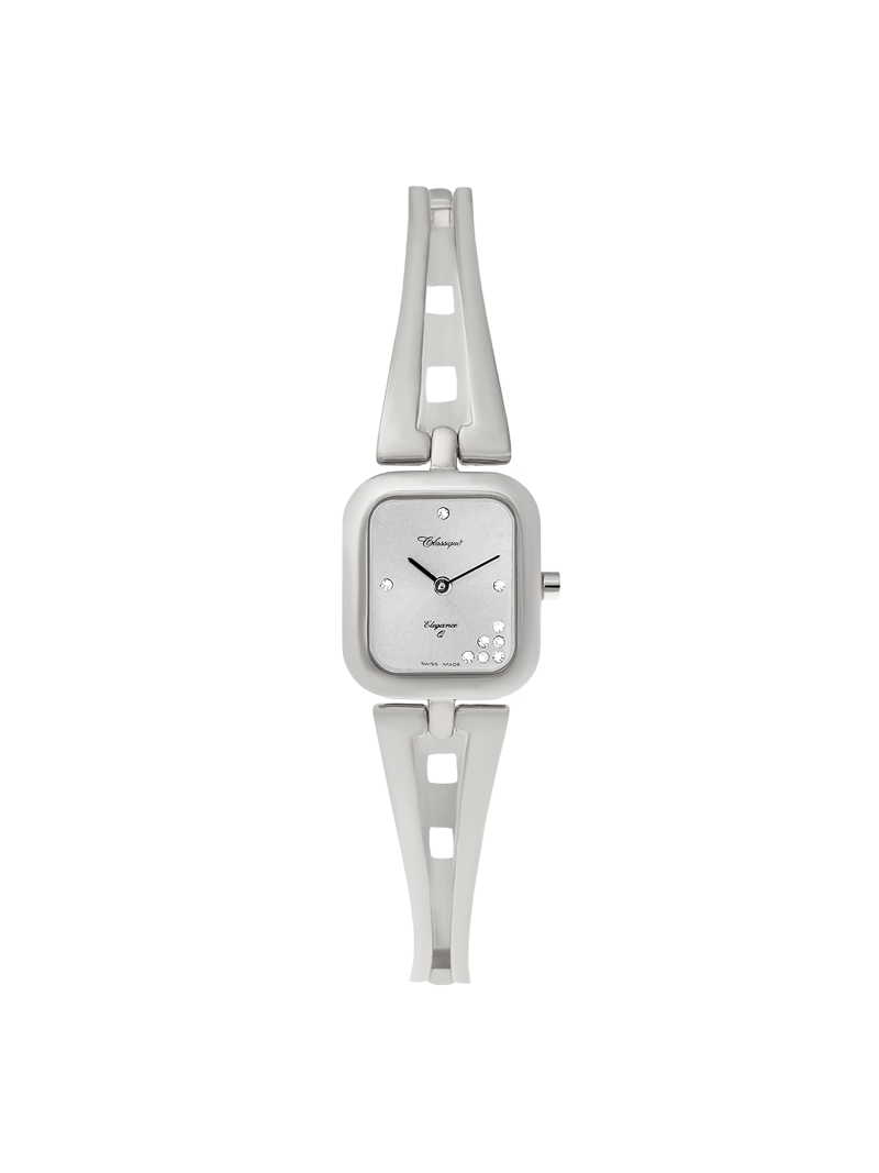 Case Stainless Steel Dial Silver Dial Stone Half Bangle