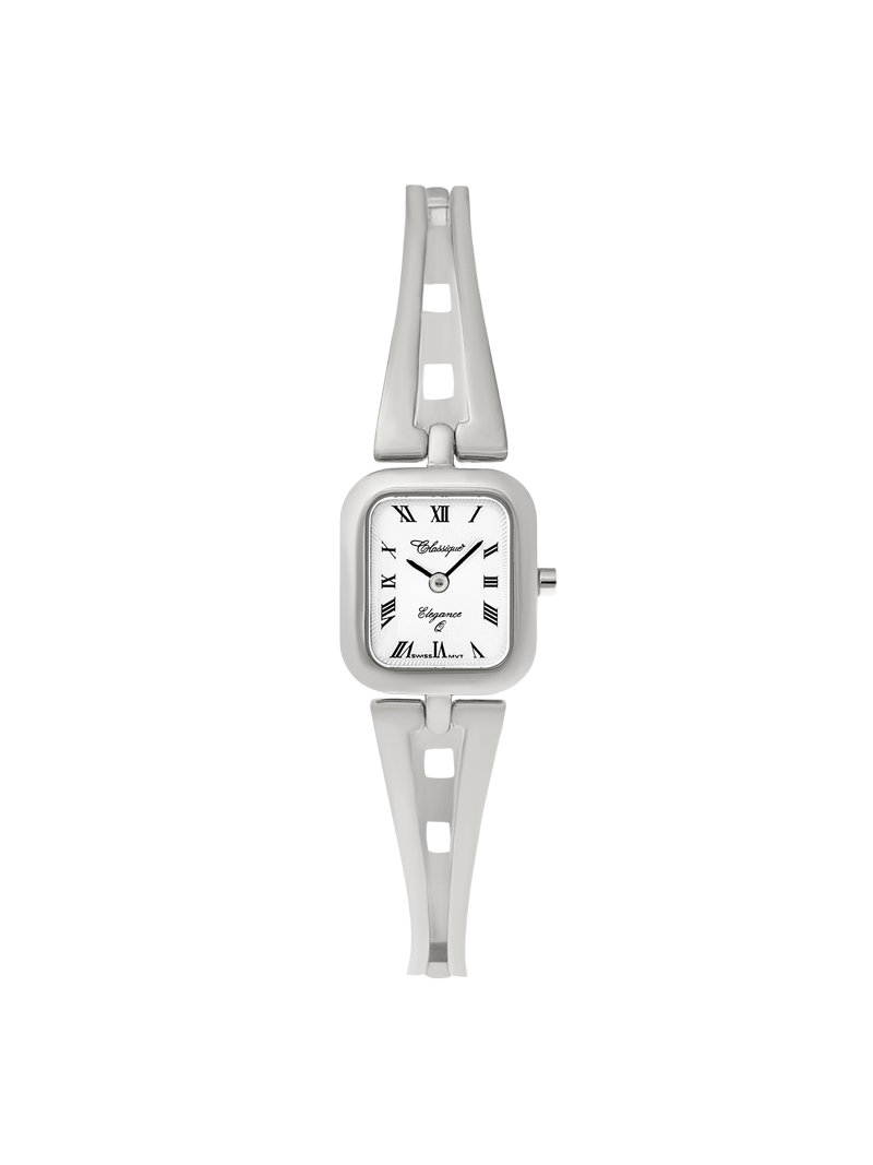 Case Stainless Steel Dial White Dial Black Roman Half Bangle