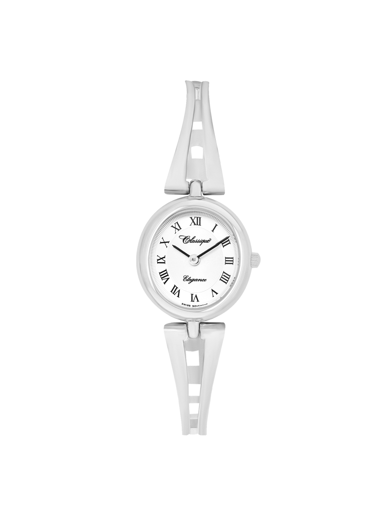 Case Stainless Steel Dial White Dial Black Roman Half Bangle