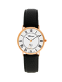Case 9ct Rose Gold Dial White Dial Black Roman Leather Black