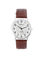 Case Sterling Silver Dial White Dial Black Arabic Leather Brown
