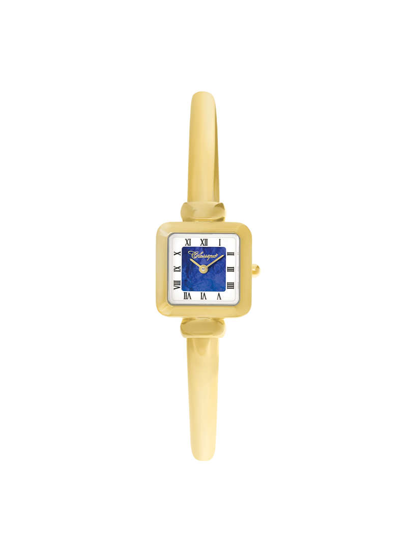 Case Gold Plated Stainless Steel Dial Opal Dial Black Roman Half Bangle