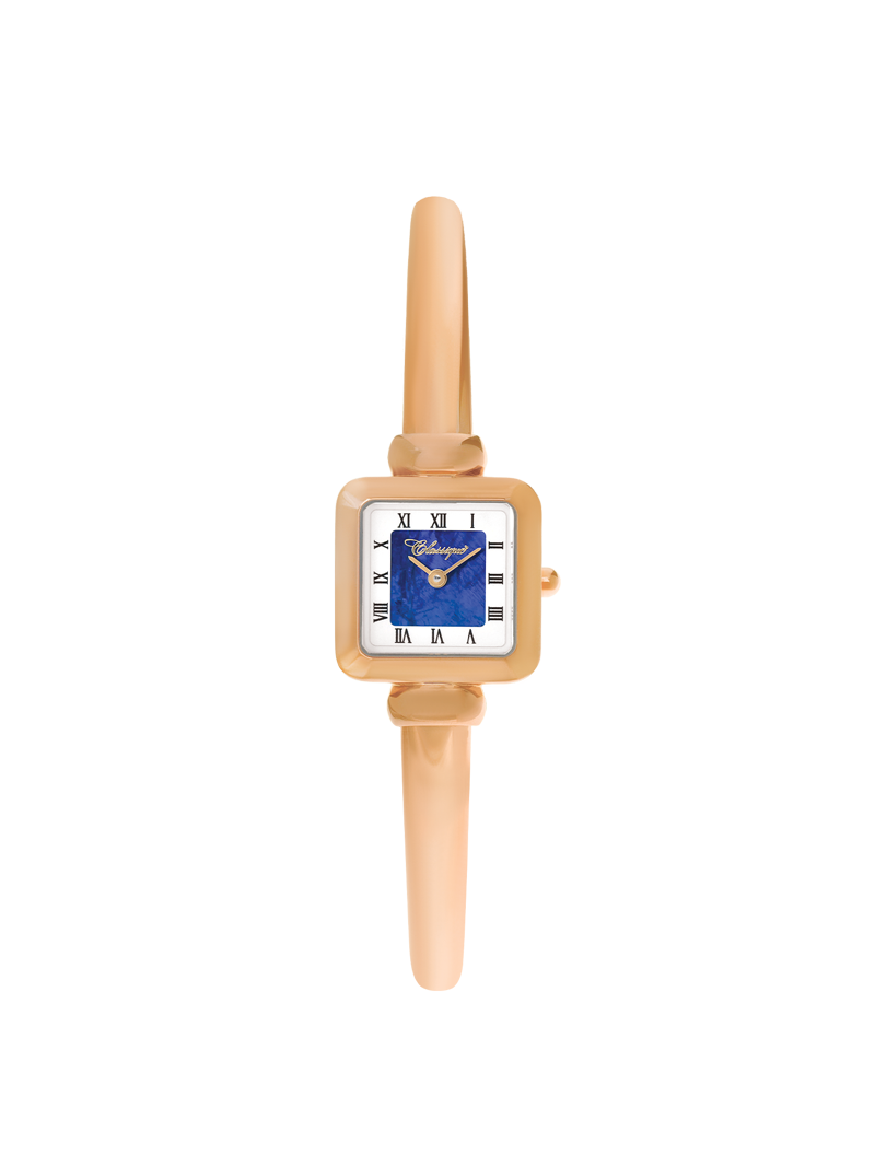 Case Rose Gold Plated Stainless Steel Dial Opal Dial Black Roman Half Bangle