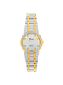 Case Two Tone Gold Plated Stainless Steel Dial Silver Dial Square Stone Bracelet
