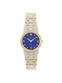 Case Two Tone Gold Plated Stainless Steel Dial Blue Dial Square Stone Bracelet