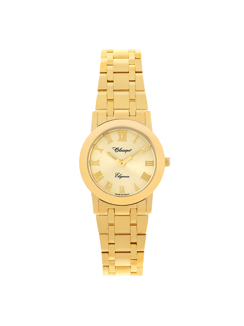 Case Gold Plated Stainless Steel Dial Champagne Dial Champagne Roman Bracelet