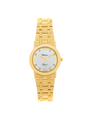 Case Gold Plated Stainless Steel Dial Silver Dial Square Stone Bracelet