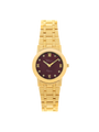 Case Gold Plated Stainless Steel Dial Brown Dial Square Stone Bracelet