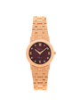 Case Rose Gold Plated Stainless Steel Dial Brown Dial Square Stone Bracelet