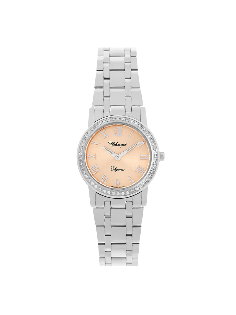 Case Stainless Steel Dial Rose Dial Silver Roman Bracelet