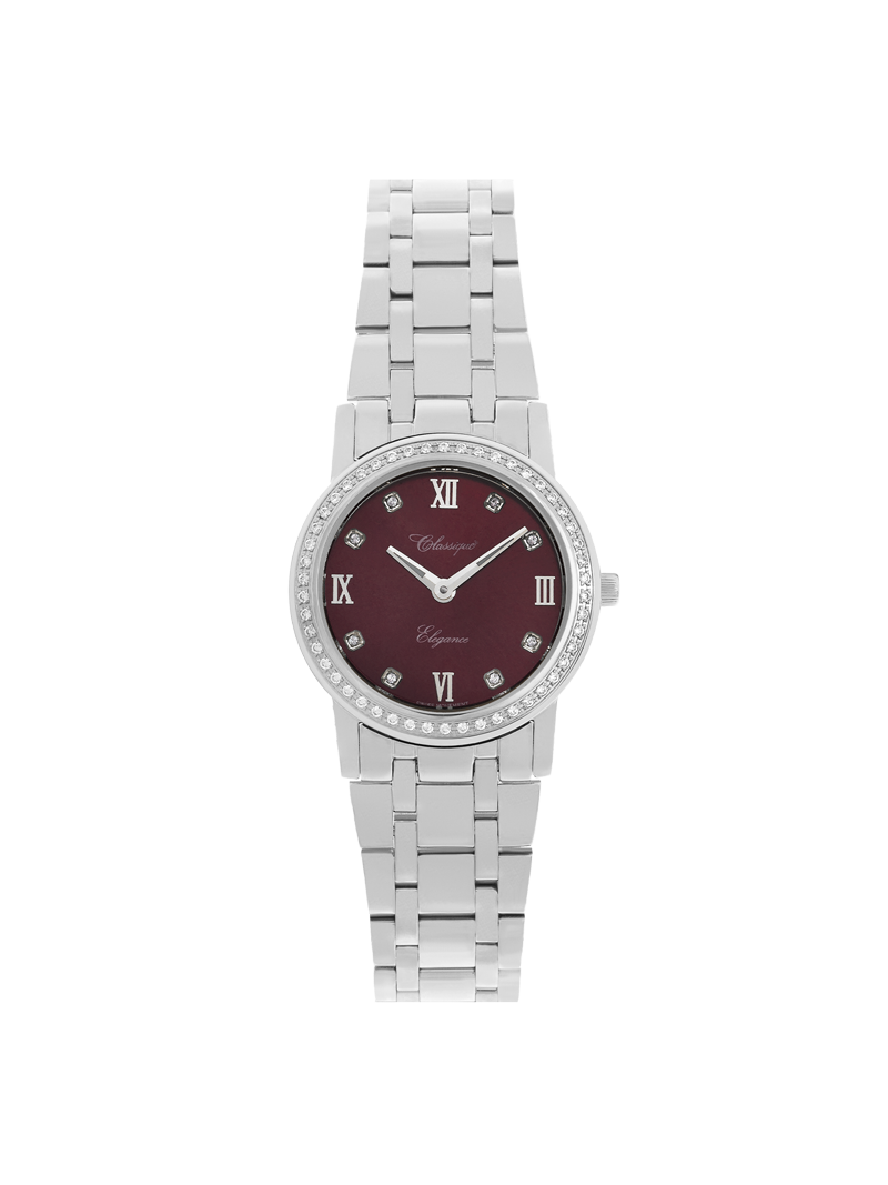 Case Stainless Steel Dial Brown Dial Square Stone Bracelet