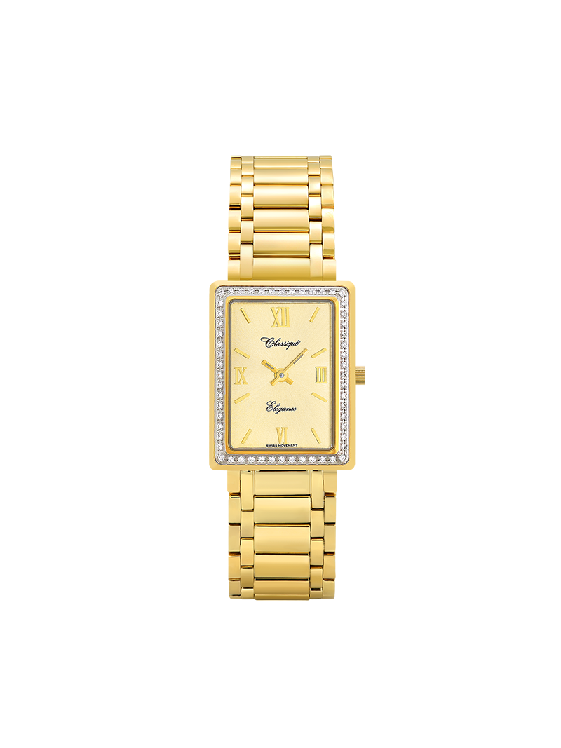 Case Gold Plated Stainless Steel Dial Champagne Dial Champagne Roman Bracelet