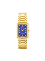 Case Gold Plated Stainless Steel Dial Blue Dial Square Stone Bracelet