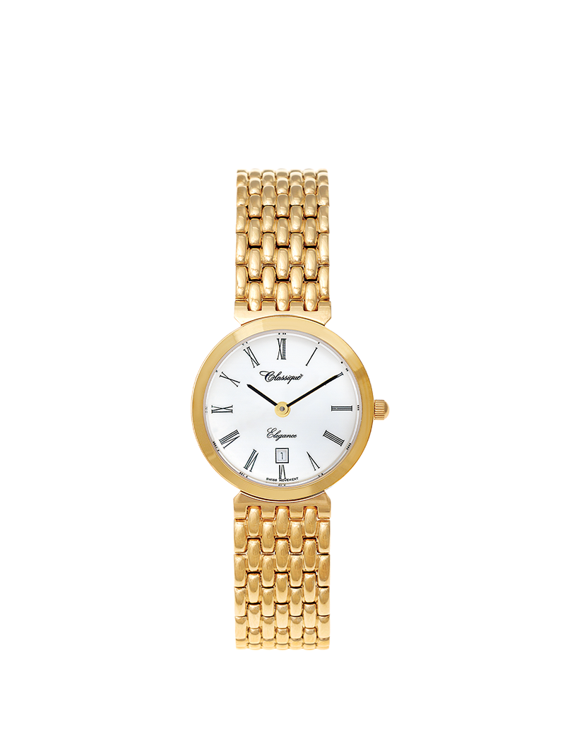 Case Gold Plated Stainless Steel Dial White Dial Black Roman Bracelet