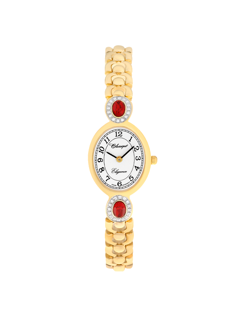 Case Gold Plated Stainless Steel Dial White Dial Black Arabic Bracelet