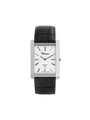 Case Two Tone Gold Plated Stainless Steel Dial White Dial Black Roman Leather Black